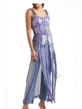 The Attico Margherita Cotton and Silk Stripe Long Dress size 1 MSRP $1365